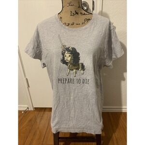 Teeturtle 2XXl Gray Unisex T Shirt Killer Unicorn Prepare To Die Gray 95% Cotton